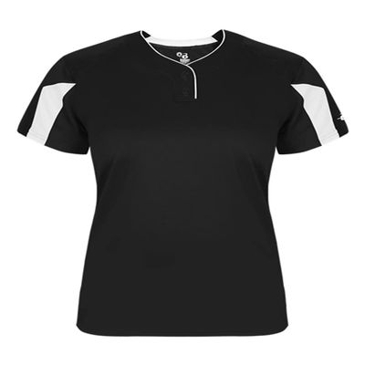 Alleson Athletic Womens Striker Placket, L, Black/White