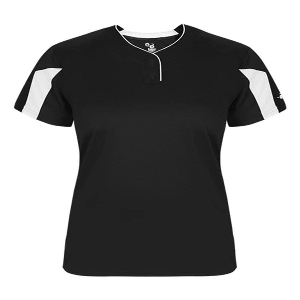 Alleson Athletic Womens Striker Placket, L, Black/White
