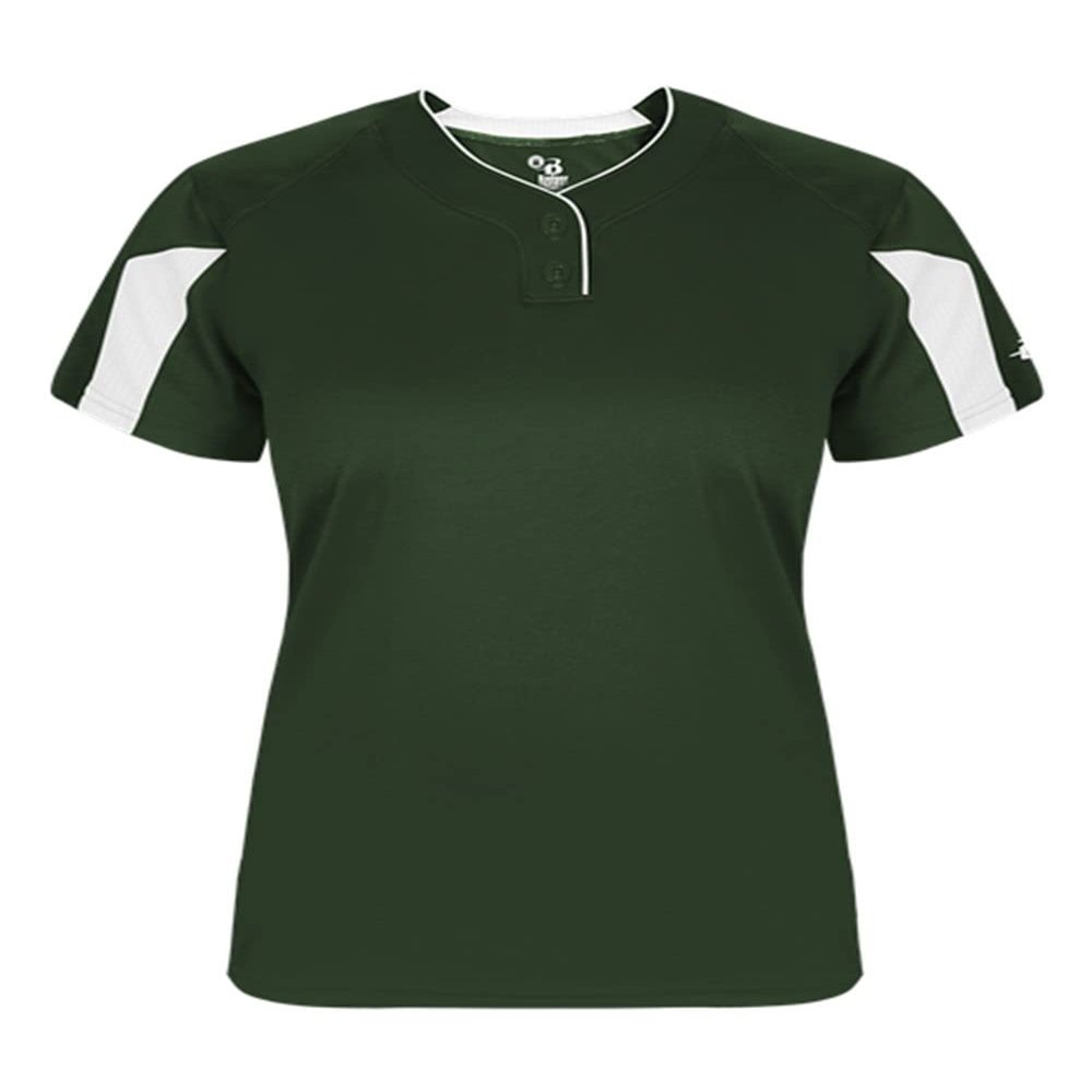 Alleson Athletic Womens Striker Placket, XL, Forest/White