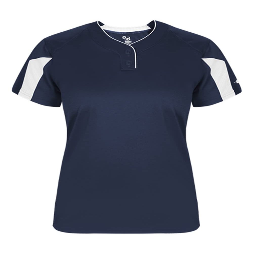 Alleson Athletic Womens Striker Placket, S, Navy/White