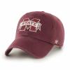 47 Mississippi State Bulldogs Mens Womens Clean Up Adjustable Strapback Dark Maroon Team Color Logo Hat view 1
