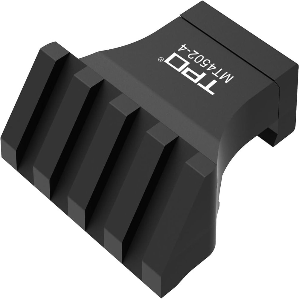 TPO 45 Degree Offset Mount Low Profile Picatinny Offset Mount for Flashlight Laser Sights Optics (4 SLOT-1PC-BLACK) MT4502-4