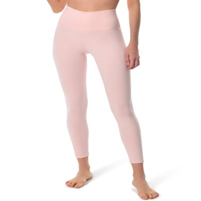 YUNOGA Women's High Waisted Workout Leggings 25" Inseam Ultra Soft Tummy Control Yoga Pants (L, Pink Sude)