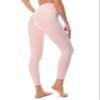 YUNOGA Women's High Waisted Workout Leggings 25" Inseam Ultra Soft Tummy Control Yoga Pants (L, Pink Sude) view 2