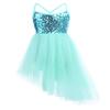 Fldy GGirls Sparkle Glitter Tank Top Dress with High Low Tutu Skirt for Latin Lyrical Jazz Dance Performance Mint Green 13-14 Years view 1