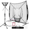 BaseGoal 7'7' Baseball Softball Practice Net,Baseball Backstop,with Batting Tee,Ball Caddy,for Hitting Pitching Batting Catching with Bow Frame,Bonus Strike Zone,Portable and Foldable (Black) view 1