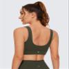 CRZ YOGA Butterluxe U Back Longline Sports Bras for Women - Scoop Neck Padded Yoga Workout Crop Top with Built in Pads Olive Green Small view 2