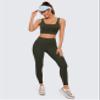 CRZ YOGA Butterluxe U Back Longline Sports Bras for Women - Scoop Neck Padded Yoga Workout Crop Top with Built in Pads Olive Green Small view 3