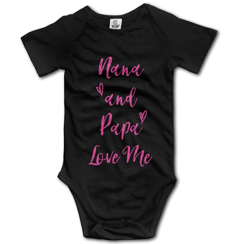 Yeavomeny Nana and Papa Love Me Baby Bodysuit Short Sleeve Playsuit Infant Clothes