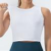THE GYM PEOPLE Women's Workout Crop Tops Sleeveless Yoga Running Shirts Athletic Tank Top No Padding White view 2