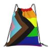 Qauirfe Progress Pride Flag Lgbtq Outdoor Drawstring Bags Gym Bag Fashion Simple, Suitable For Men And Women, Young And Old view 1