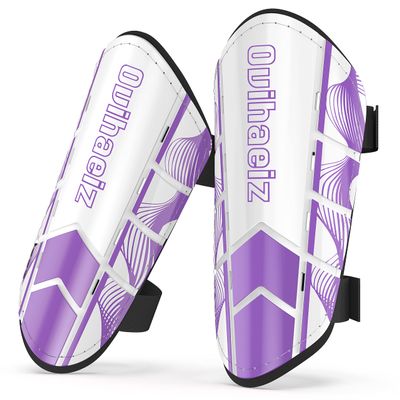 Shin Guards Soccer Youth Kids Football Shin Pads Boys Girls Toddler Adult Shin Guard Calf Protective Gear Leg Equipment ShinGuards Suitable for 4 5 6 7 8 9 10 11 12 Years Old (S, Purple)