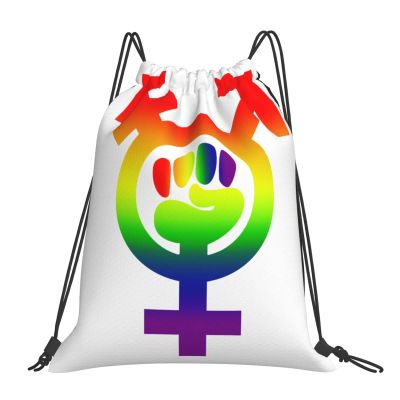 Qauirfe Trans Feminist Symbol Pride Flag Lgbt Outdoor Drawstring Bags Gym Bag Fashion Simple, Suitable For Men And Women, Young And Old