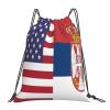 Qauirfe America Serbia Friendship Flag Outdoor Drawstring Bags Gym Bag Fashion Simple, Suitable For Men And Women, Young And Old view 1