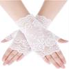 Papoopy Women White Lace Gloves for for Wedding, Tea Party, Cosplay, Costume (Lace-Fingerless-White) view 1