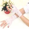 Papoopy Women White Lace Gloves for for Wedding, Tea Party, Cosplay, Costume (Lace-Fingerless-White) view 3