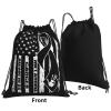 Qauirfe Us Flag Black Ribbon Skin Cancer Melanoma Awareness Outdoor Drawstring Bags Gym Bag Fashion Simple, Suitable For Men And Women, Young And Old view 3