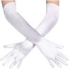 Papoopy Women White Long Gloves for for Wedding, Tea Party, Cosplay, Costume (Satin - White) view 1