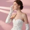 Papoopy Women White Long Gloves for for Wedding, Tea Party, Cosplay, Costume (Satin - White) view 3