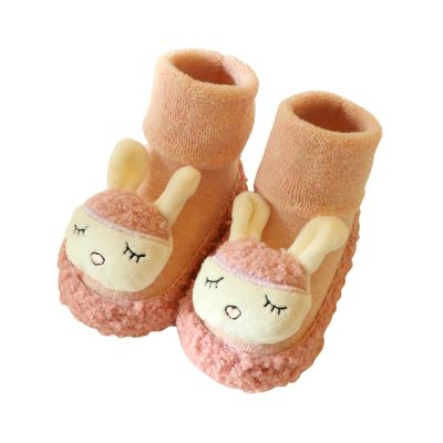 Autumn And Winter Cute Children Toddler Shoes Boys And Girls Flat Bottom Non Slip Warm Toddler Girls Grip Socks (Pink, 18-24 Months)