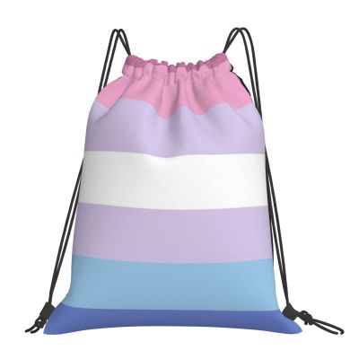 Qauirfe Bigender Pride Flag Lgbtq Outdoor Drawstring Bags Gym Bag Fashion Simple, Suitable For Men And Women, Young And Old