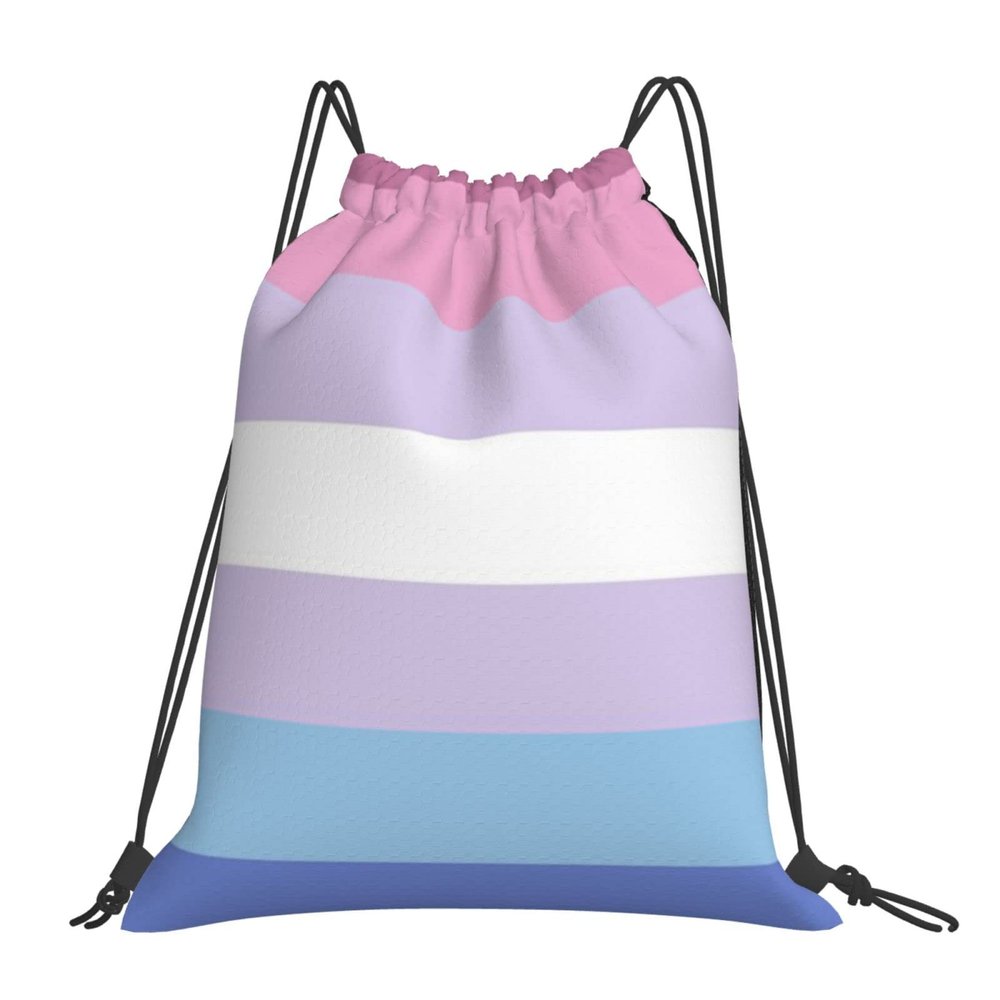 Qauirfe Bigender Pride Flag Lgbtq Outdoor Drawstring Bags Gym Bag Fashion Simple, Suitable For Men And Women, Young And Old