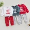 BeQeuewll Fall Winter Toddler Baby Boy Outfits Letter Crewneck Sweatshirt Baby Pants Sweatsuit Cute Baby Clothes for Boys (Love You More-Blue, 0-6 Months) view 2