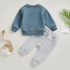 BeQeuewll Fall Winter Toddler Baby Boy Outfits Letter Crewneck Sweatshirt Baby Pants Sweatsuit Cute Baby Clothes for Boys (Love You More-Blue, 0-6 Months) view 3