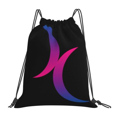 Qauirfe Double Moon Represents Bisexuality Pride Flag Outdoor Drawstring Bags Gym Bag Fashion Simple, Suitable For Men And Women, Young And Old