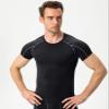 B Grey Compression Shirts Men Short Sleeve Workout Gym T-Shirt Running Tops Cool Dry Sports Base Layer Undershirts view 2