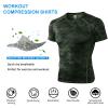 Camo Green Compression Shirts Men Short Sleeve Workout Gym T-Shirt Running Tops Cool Dry Sports Base Layer Undershirts view 4