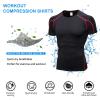 B Red Compression Shirts Men Short Sleeve Workout Gym T-Shirt Running Tops Cool Dry Sports Base Layer Undershirts view 4