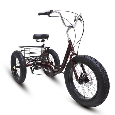 GRACEZ 20 Inch Fat Tire Adult Tricycle - 7-Speed 3 Wheel Bike with Rear Tarpaulin Shopping Basket - Wider Seats Adult Cruiser Bikes with Adjustable Handlebars