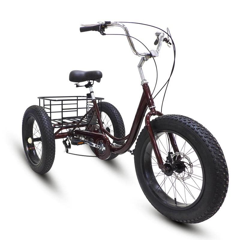 GRACEZ 20 Inch Fat Tire Adult Tricycle - 7-Speed 3 Wheel Bike with Rear Tarpaulin Shopping Basket - Wider Seats Adult Cruiser Bikes with Adjustable Handlebars