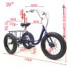 GRACEZ 20 Inch Fat Tire Adult Tricycle - 7-Speed 3 Wheel Bike with Rear Tarpaulin Shopping Basket - Wider Seats Adult Cruiser Bikes with Adjustable Handlebars view 4