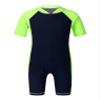 YEAHDOR Kids Boys Girls One Piece UPF 50+ Rash Guard Zip Shorty Wetsuit Training Swimsuit Bathing Suit Navy Blue&Fluorescen 6 Years view 1