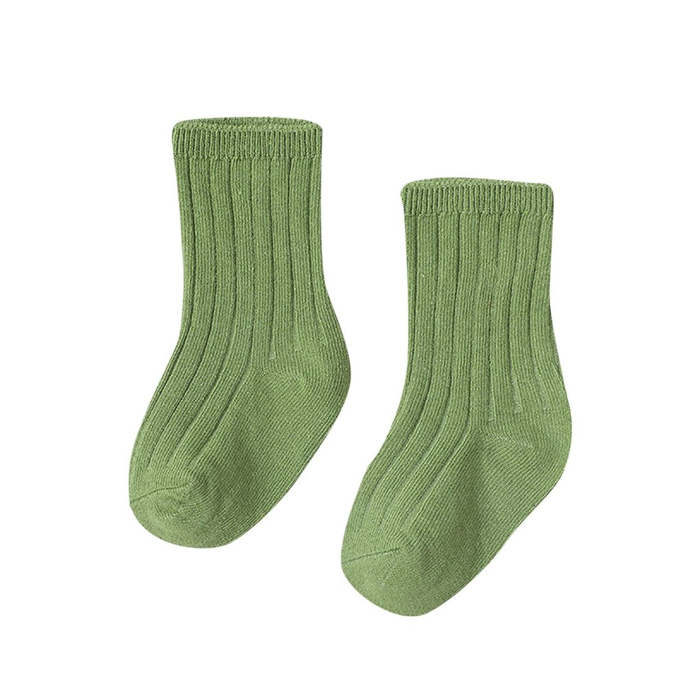 Children's Socks Boys and Girls Cotton Socks Double Needle Mid Calf Baby Baby Solid Color Newborn Socks Tube Socks (Green, 0-6 Months)
