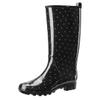 HISEA Women's Tall Rain Boots Slim Calf Waterproof Garden Boots Fashion Printed Rubber Boot Knee High Rain Shoes for Outdoor Gardening Yard Mud Work, Size 8 Polka Dot Print Black and White view 1