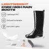 HISEA Women's Tall Rain Boots Slim Calf Waterproof Garden Boots Fashion Printed Rubber Boot Knee High Rain Shoes for Outdoor Gardening Yard Mud Work, Size 8 Polka Dot Print Black and White view 3