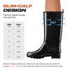 HISEA Women's Tall Rain Boots Slim Calf Waterproof Garden Boots Fashion Printed Rubber Boot Knee High Rain Shoes for Outdoor Gardening Yard Mud Work, Size 8 Polka Dot Print Black and White view 4