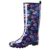 HISEA Women's Tall Rain Boots Slim Calf Waterproof Garden Boots Fashion Printed Rubber Boot Knee High Rain Shoes for Outdoor Gardening Yard Mud Work, Size 7 Purple Floral view 1