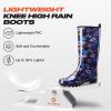 HISEA Women's Tall Rain Boots Slim Calf Waterproof Garden Boots Fashion Printed Rubber Boot Knee High Rain Shoes for Outdoor Gardening Yard Mud Work, Size 7 Purple Floral view 3