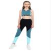 dPois Kids Girls 2-Pieces Sport Outfit Dance Crop Tank Tops and Elastic Waistband Pants Set Gym Activewear Blue 10 Years view 1