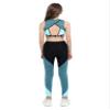 dPois Kids Girls 2-Pieces Sport Outfit Dance Crop Tank Tops and Elastic Waistband Pants Set Gym Activewear Blue 10 Years view 4