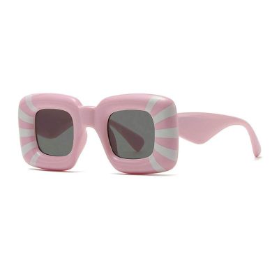 COTIA Cute Thick Square Sunglasses Women Men Trendy Inflated Hip Hop Frame Y2K Sun Glasses Funny Shades (pink)