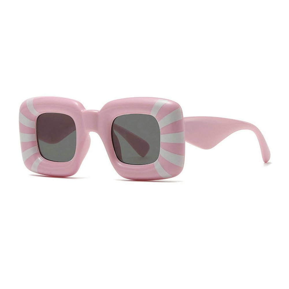 COTIA Cute Thick Square Sunglasses Women Men Trendy Inflated Hip Hop Frame Y2K Sun Glasses Funny Shades (pink)
