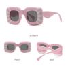COTIA Cute Thick Square Sunglasses Women Men Trendy Inflated Hip Hop Frame Y2K Sun Glasses Funny Shades (pink) view 2