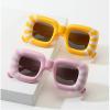 COTIA Cute Thick Square Sunglasses Women Men Trendy Inflated Hip Hop Frame Y2K Sun Glasses Funny Shades (pink) view 3