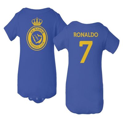 FLAURA Al Nassr Soccer #7 Ronaldo Jersey Style Baby Bodysuit (Royal, 12M)