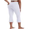 VOOVEEYA Women's Bootcut Leggings - Bootleg Yoga Pants Flare with 4 Pockets,Tummy Control High Waisted Casual Dress PantsCapri Bootcut-White-XL view 1